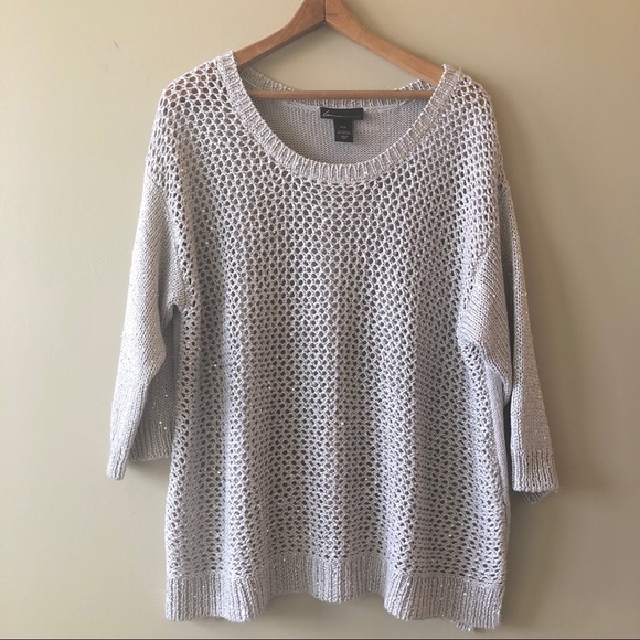 Lane Bryant loose knit sequin tunic sweater - Picture 1 of 5